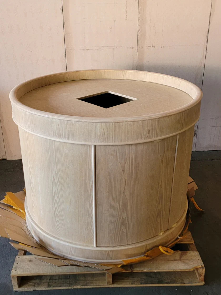 Aqua Vim Full Cylinder Glass Reef-Ready Aquarium Set in Unstained Wood Furniture