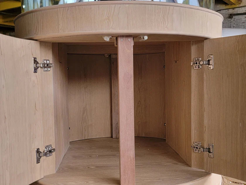 Aqua Vim Full Cylinder Glass Reef-Ready Aquarium Set in Unstained Wood Furniture