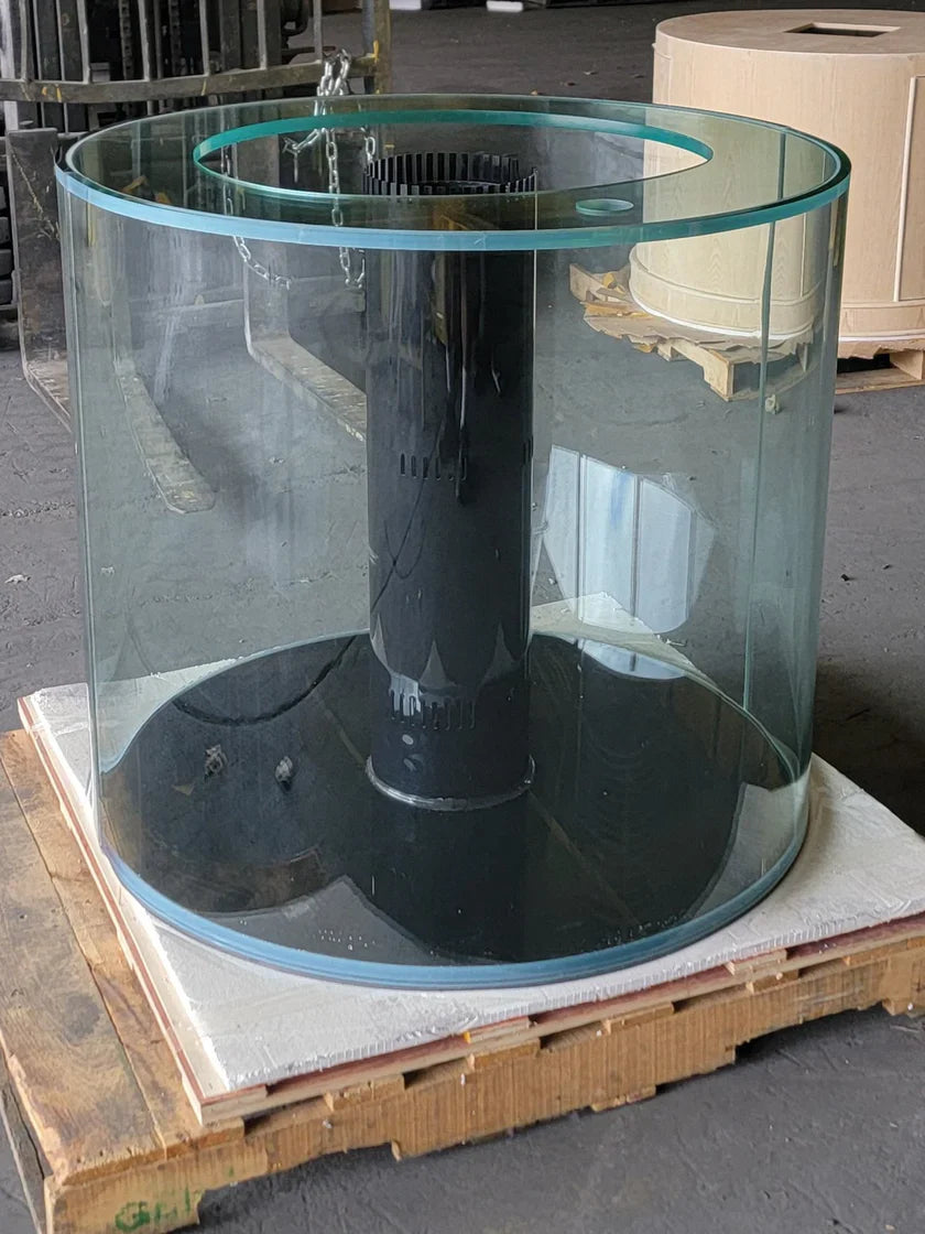Aqua Vim Full Cylinder Glass Reef-Ready Aquarium Set in Unstained Wood Furniture