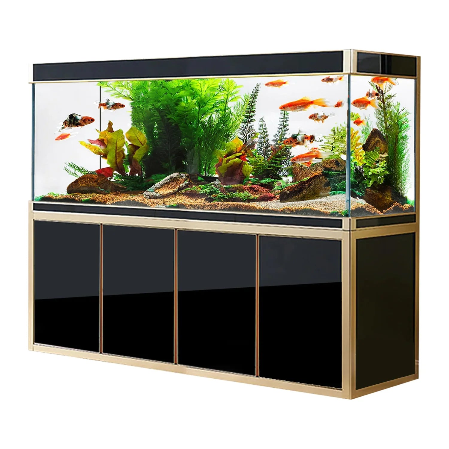 Aqua Dream Fish Tank 220 Gallon Tempered Glass Aquarium Black and Gold