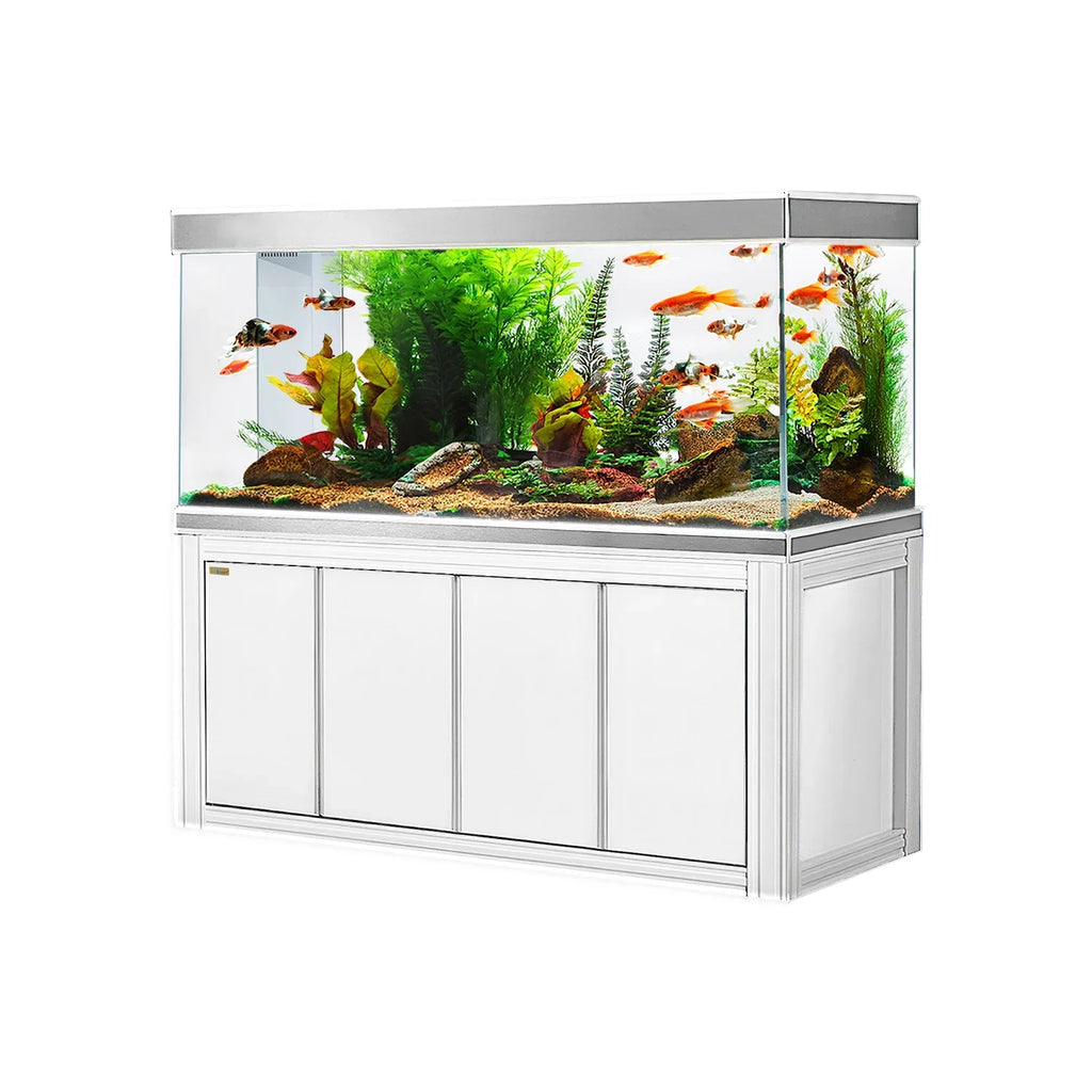 Aqua Dream 230 Gallon Tempered Glass Aquarium White and Silver with Premium Filtration System