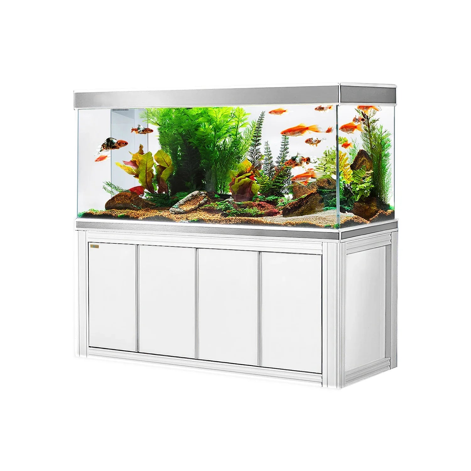 Aqua Dream 230 Gallon Tempered Glass Aquarium White and Silver with Premium Filtration System