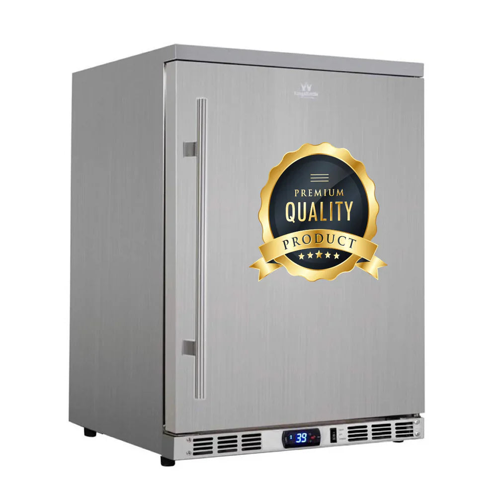 KingsBottle 24-Inch Outdoor Beverage Refrigerator with Solid Stainless Steel Door