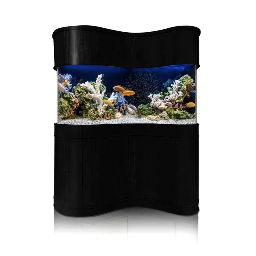 AQUA VIM Wave Glass Reef-Ready Aquarium Set in Black