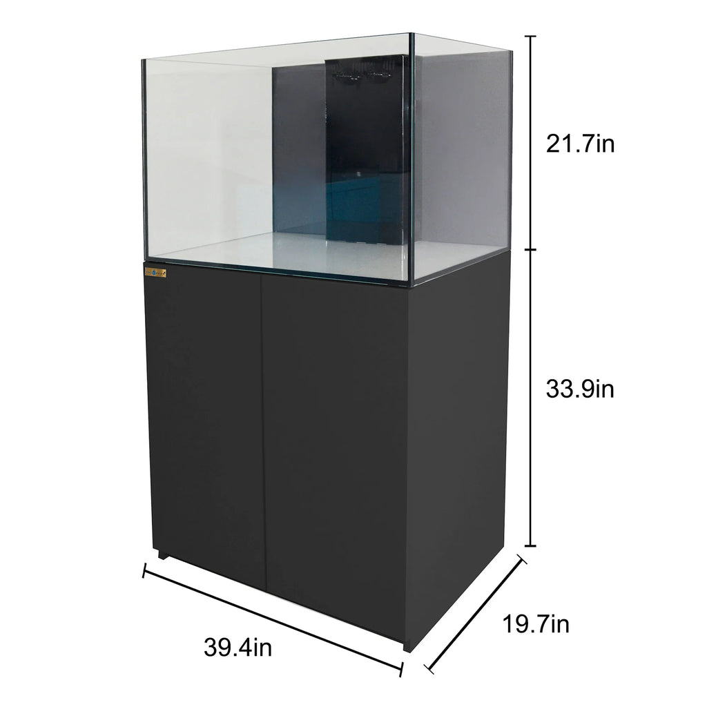 115 Gallon Coral Reef Aquarium: Ultra Clear Glass & Built-In Sump All Black