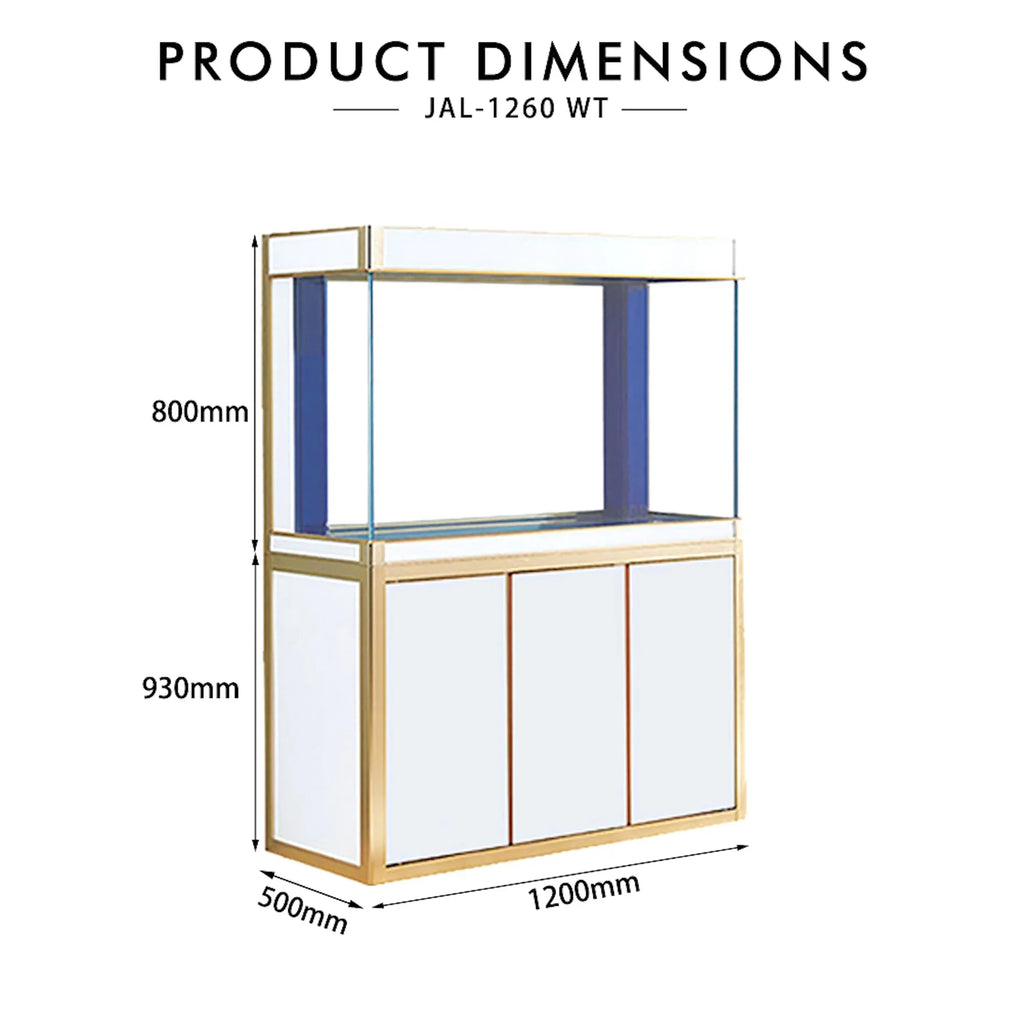 Aqua Dream 135 Gallon Tempered Glass Aquarium White and Gold