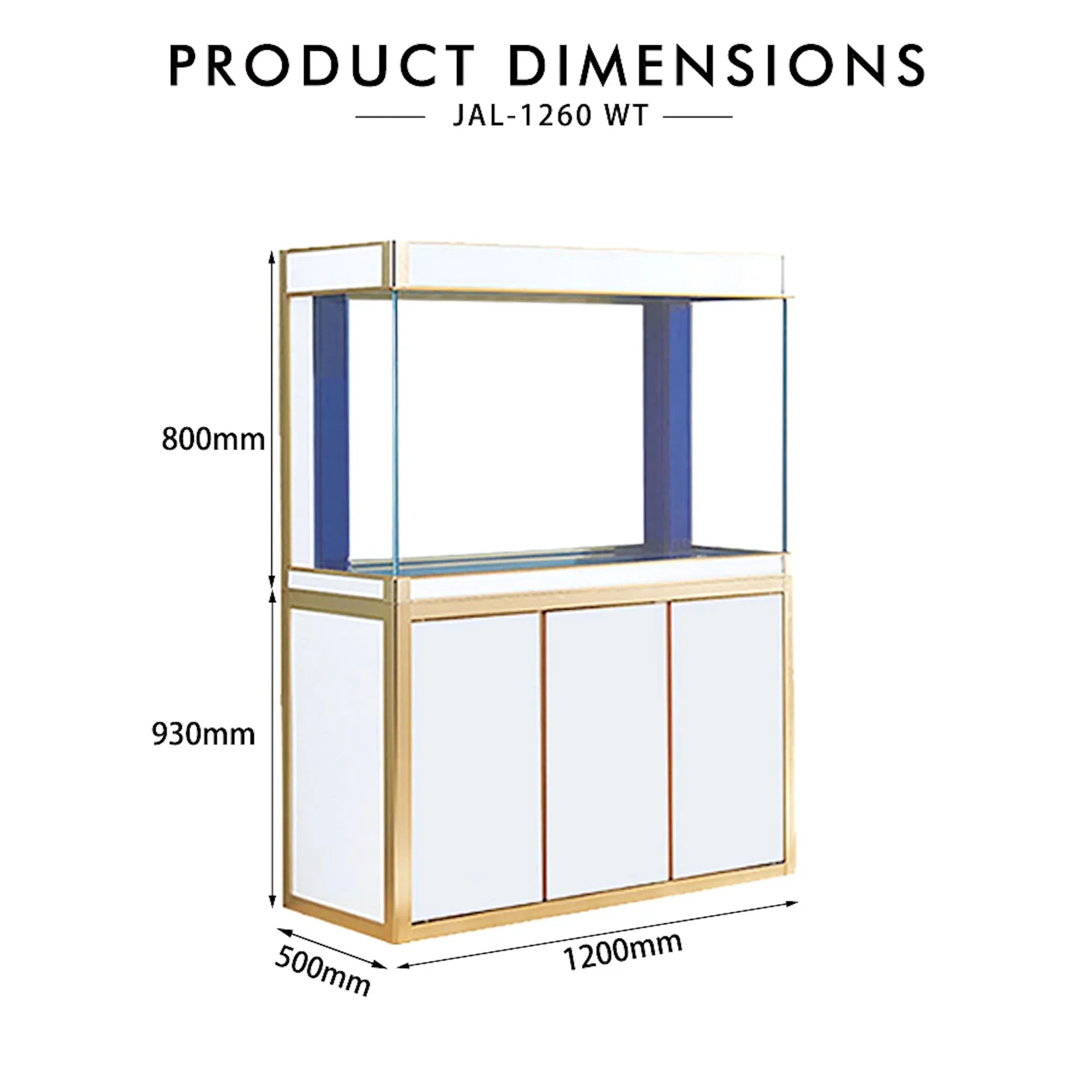 Aqua Dream 135 Gallon Tempered Glass Aquarium White and Gold