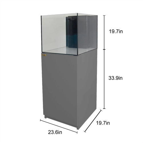 63 Gallon Coral Reef Aquarium Ultra Clear Glass Tank & Built in Sump Silver
