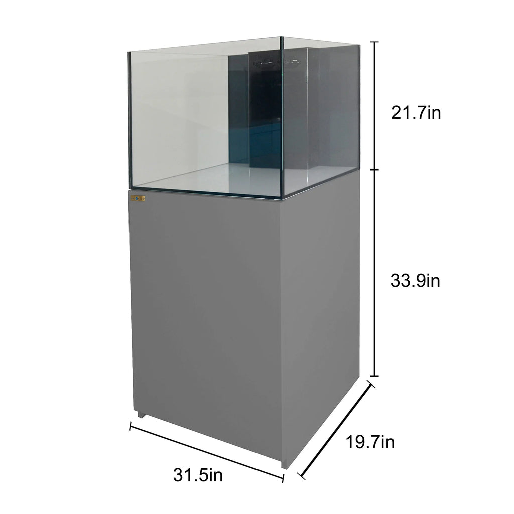 90 Gallon Coral Reef Aquarium Ultra Clear Glass Tank & Built in Sump Silver
