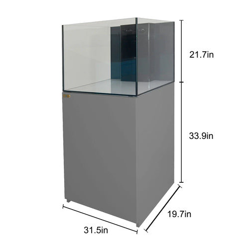 90 Gallon Coral Reef Aquarium Ultra Clear Glass Tank & Built in Sump Silver