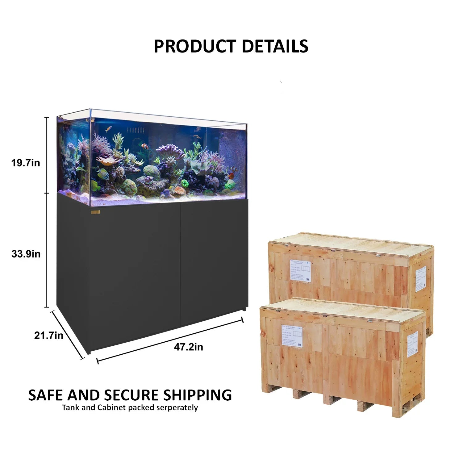 130 Gallon Coral Reef Aquarium: Ultra Clear Glass & Built-In Sump All Black