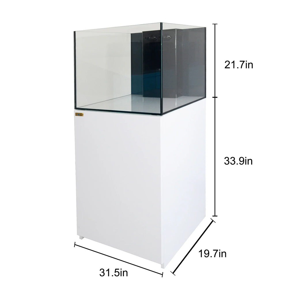90 Gallon Coral Reef Aquarium Ultra Clear Glass Tank & Built in Sump All White