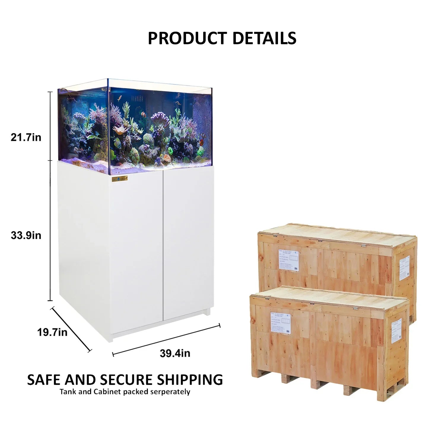 115 Gallon Coral Reef Aquarium: Ultra Clear Glass & Built-In Sump All White