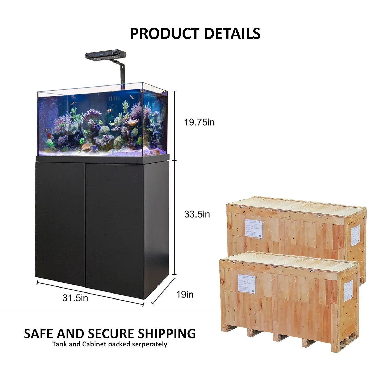 Aqua Dream Coral Reef Aquarium Tempered Glass Fish Tank 90 Gallon Complete Set Black including one Coral light & one Protein Skimmer