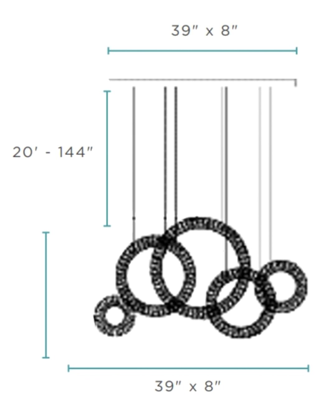 Finesse Decor 5 Hoop Crystal Progression Chandelier // Chrome