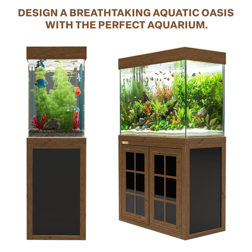 Aqua Dream 100 Gallon Tempered Glass Aquarium Darkwood
