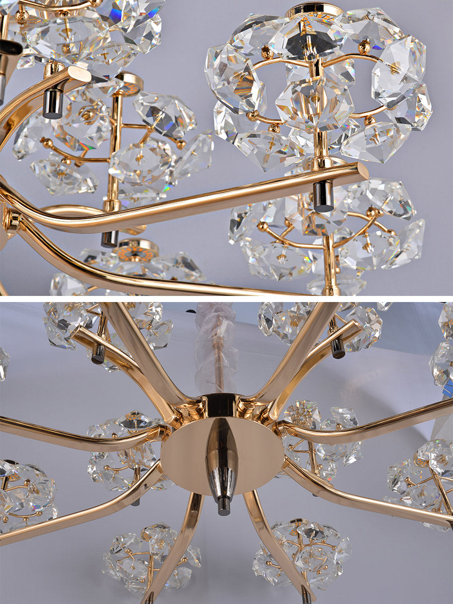 Golden Crystal Flower Ball Chandelier