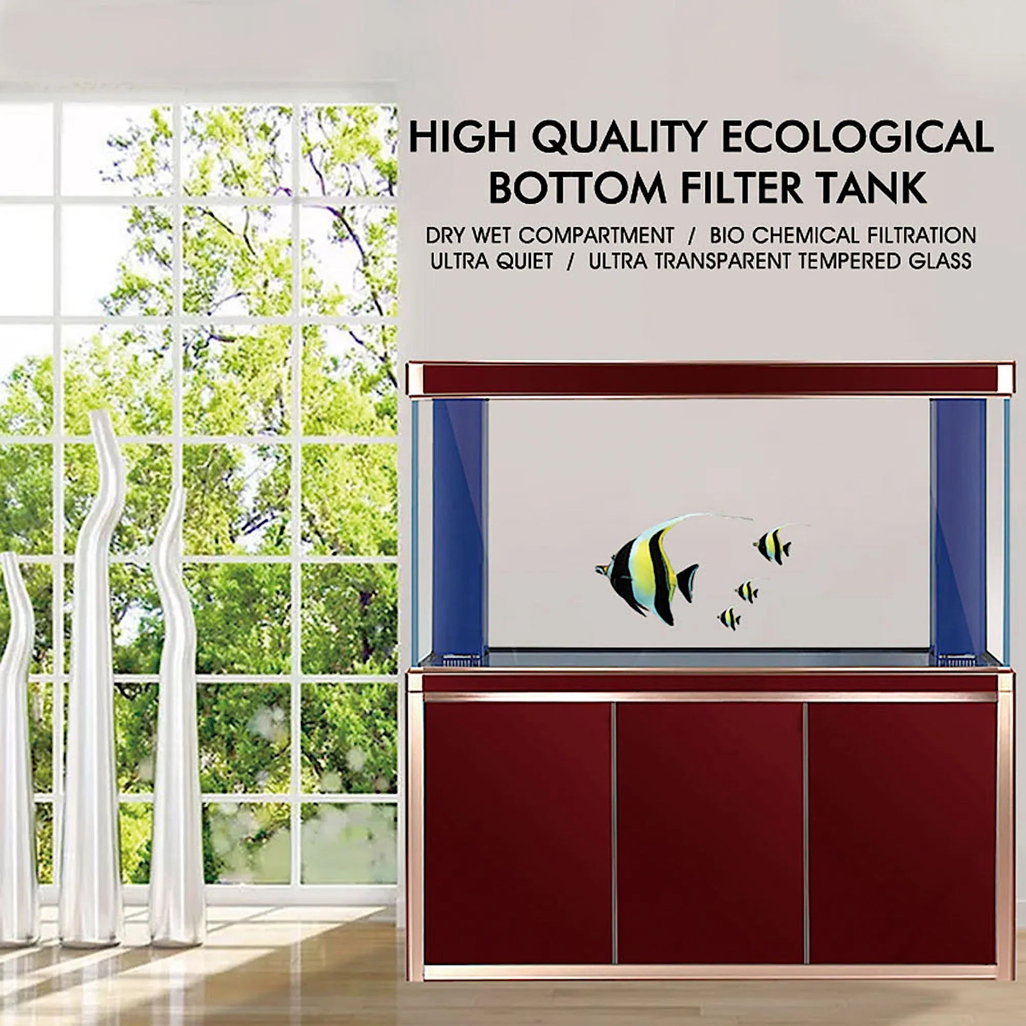 Aqua Dream 175 Gallon Tempered Glass Aquarium Red and Gold