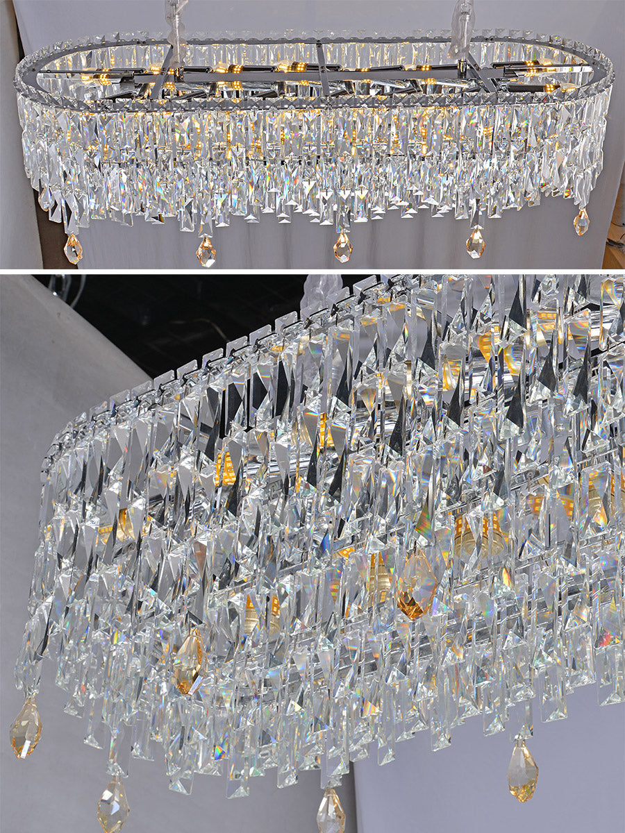 Oval K9 Crystal Pendant Light