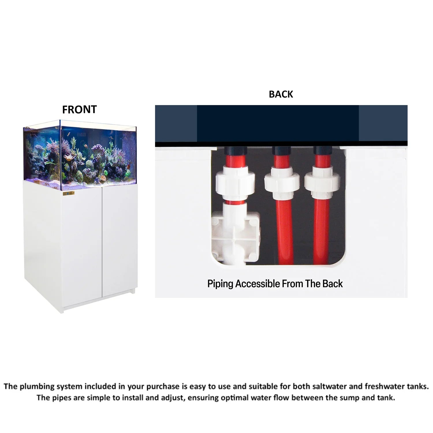 115 Gallon Coral Reef Aquarium: Ultra Clear Glass & Built-In Sump All White