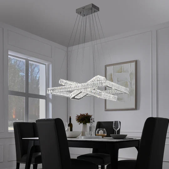 Finesse Decor Crystal Elegance LED Chandelier // 3 Rectangles