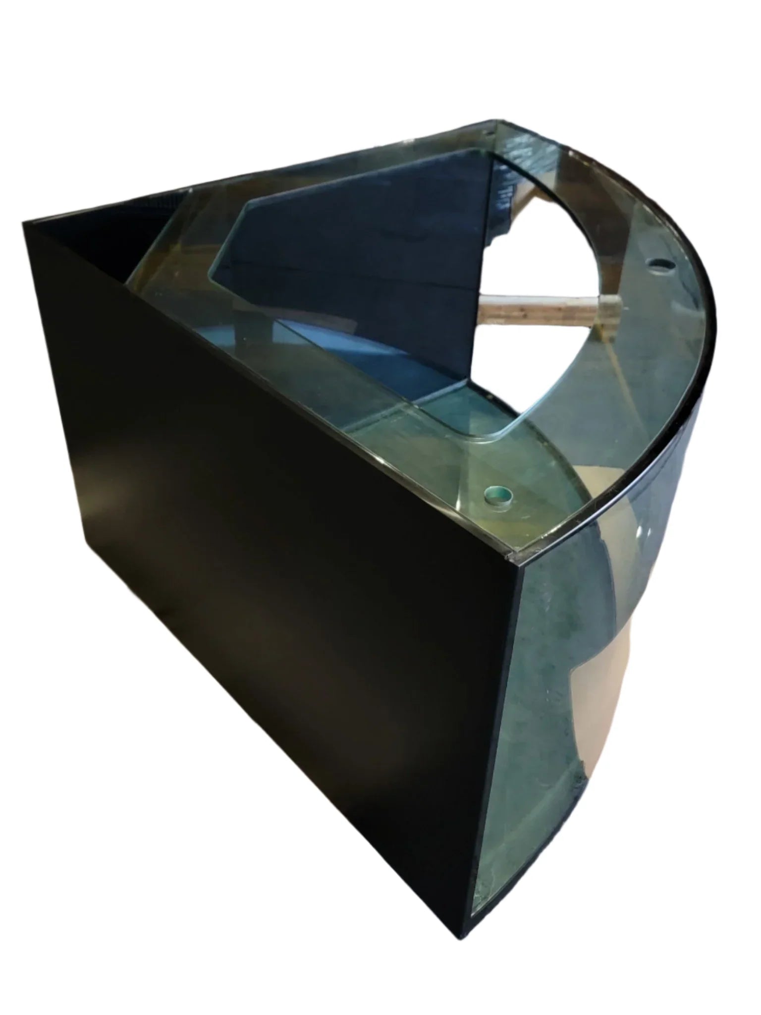 Aqua Vim Corner 1/4 Cylinder Glass Aquarium Set in Walnut Wood Furniture