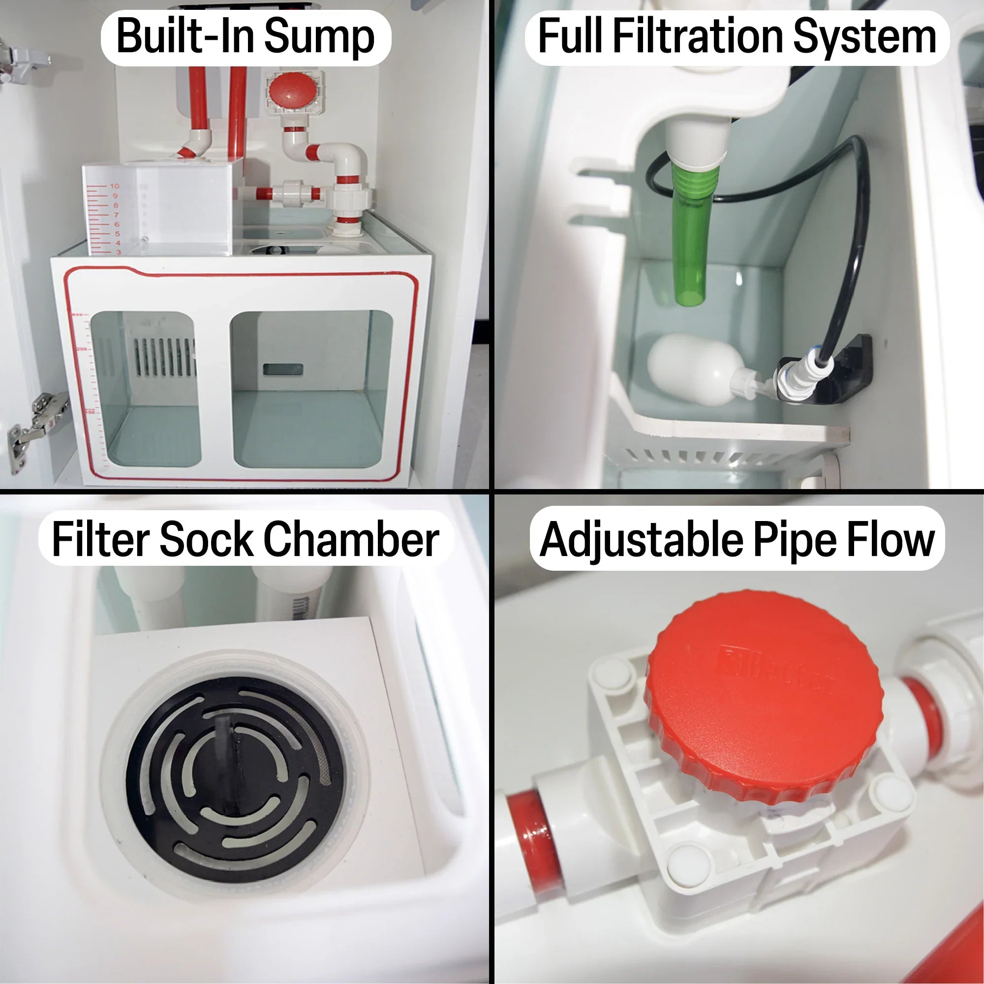 90 Gallon Coral Reef Aquarium Ultra Clear Glass Tank & Built in Sump All Black