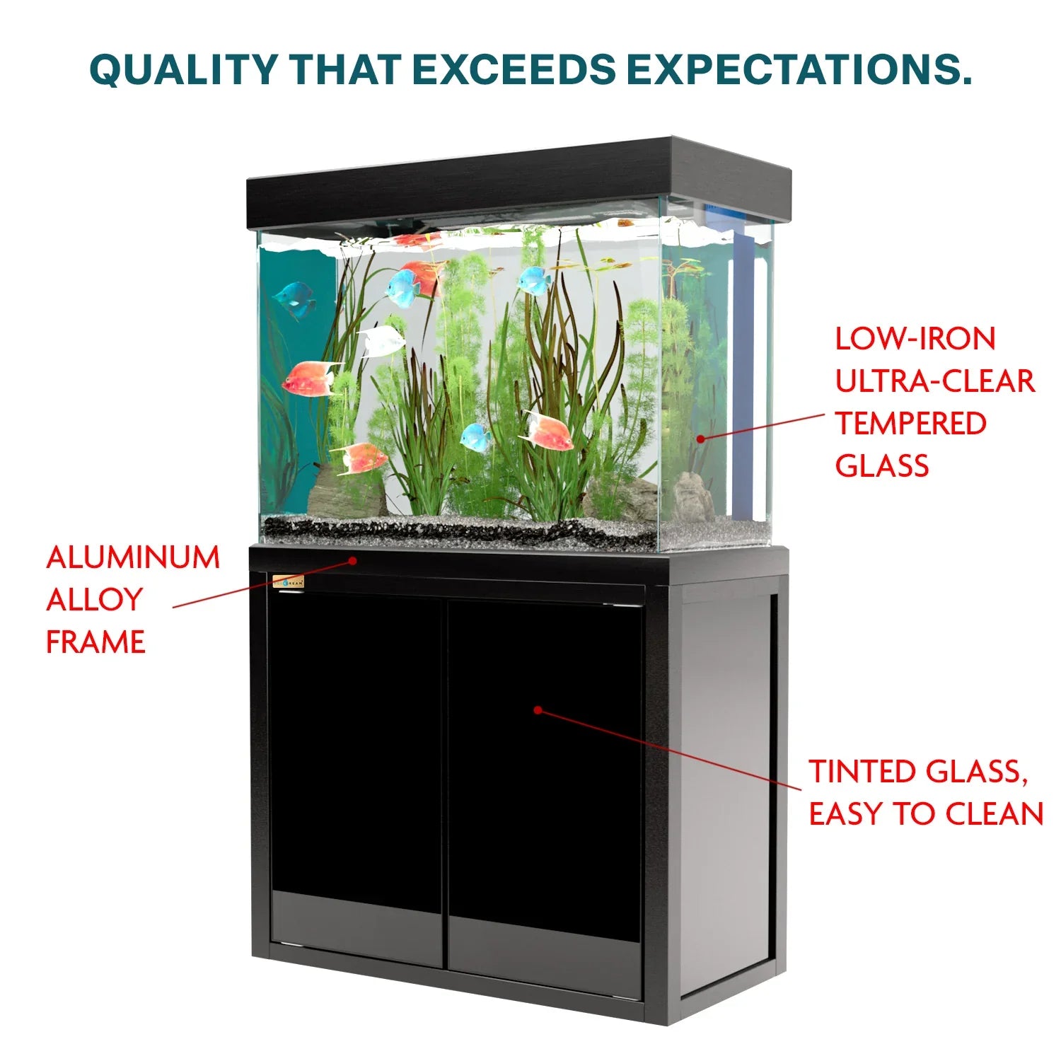 Aqua Dream Fish Tank 100 Gallon Tempered Glass Aquarium Black