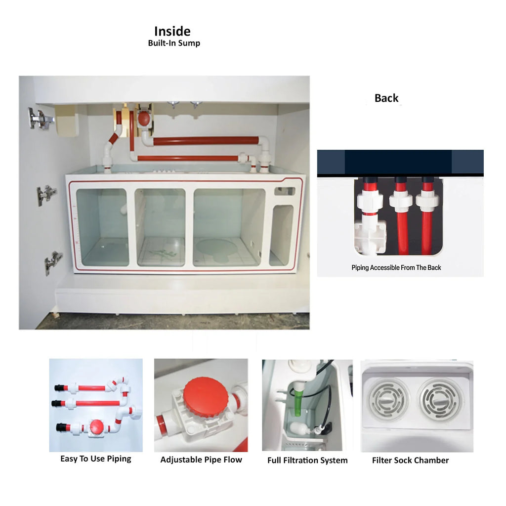 115 Gallon Coral Reef Aquarium: Ultra Clear Glass & Built-In Sump All White