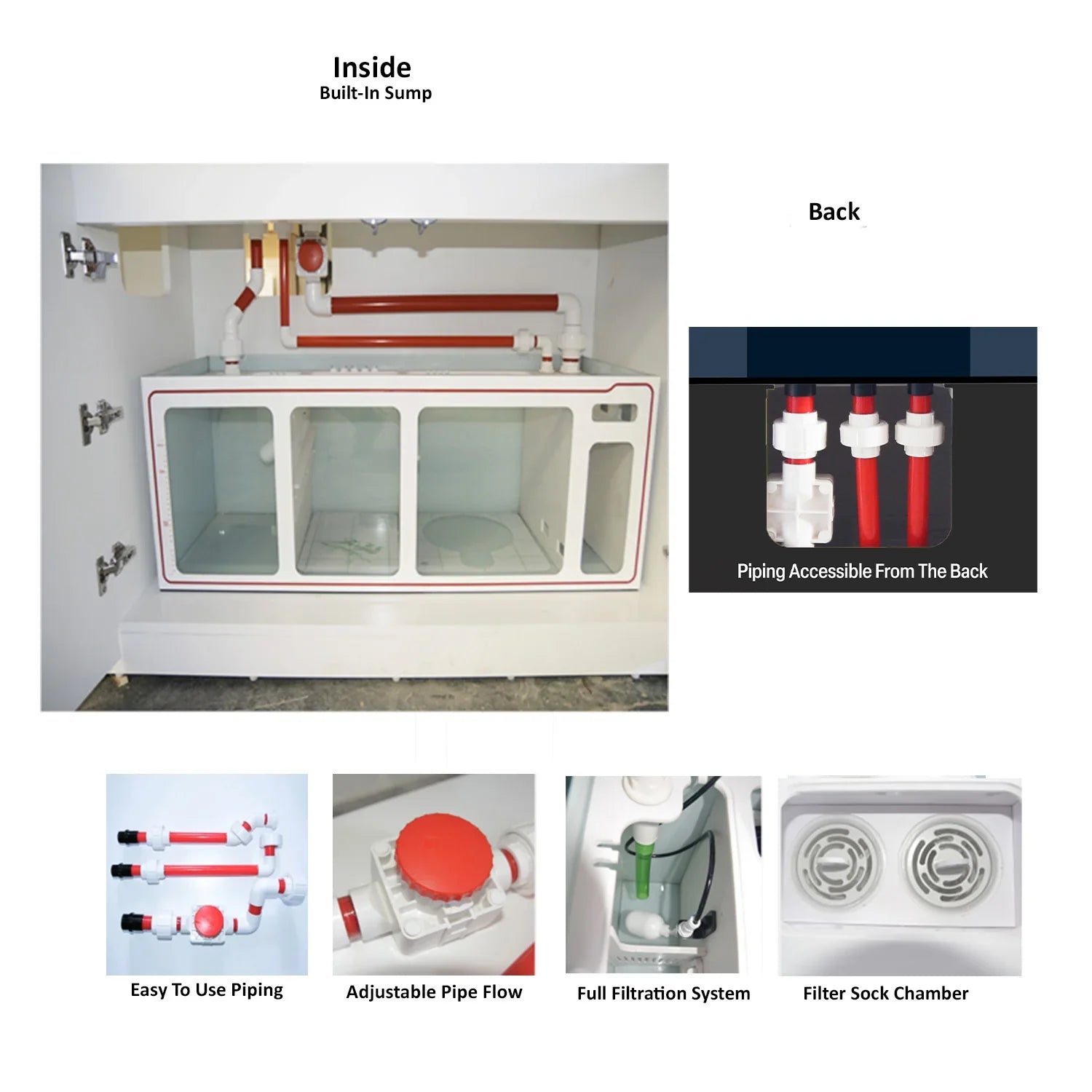 130 Gallon Coral Reef Aquarium: Ultra Clear Glass & Built-In Sump All Black