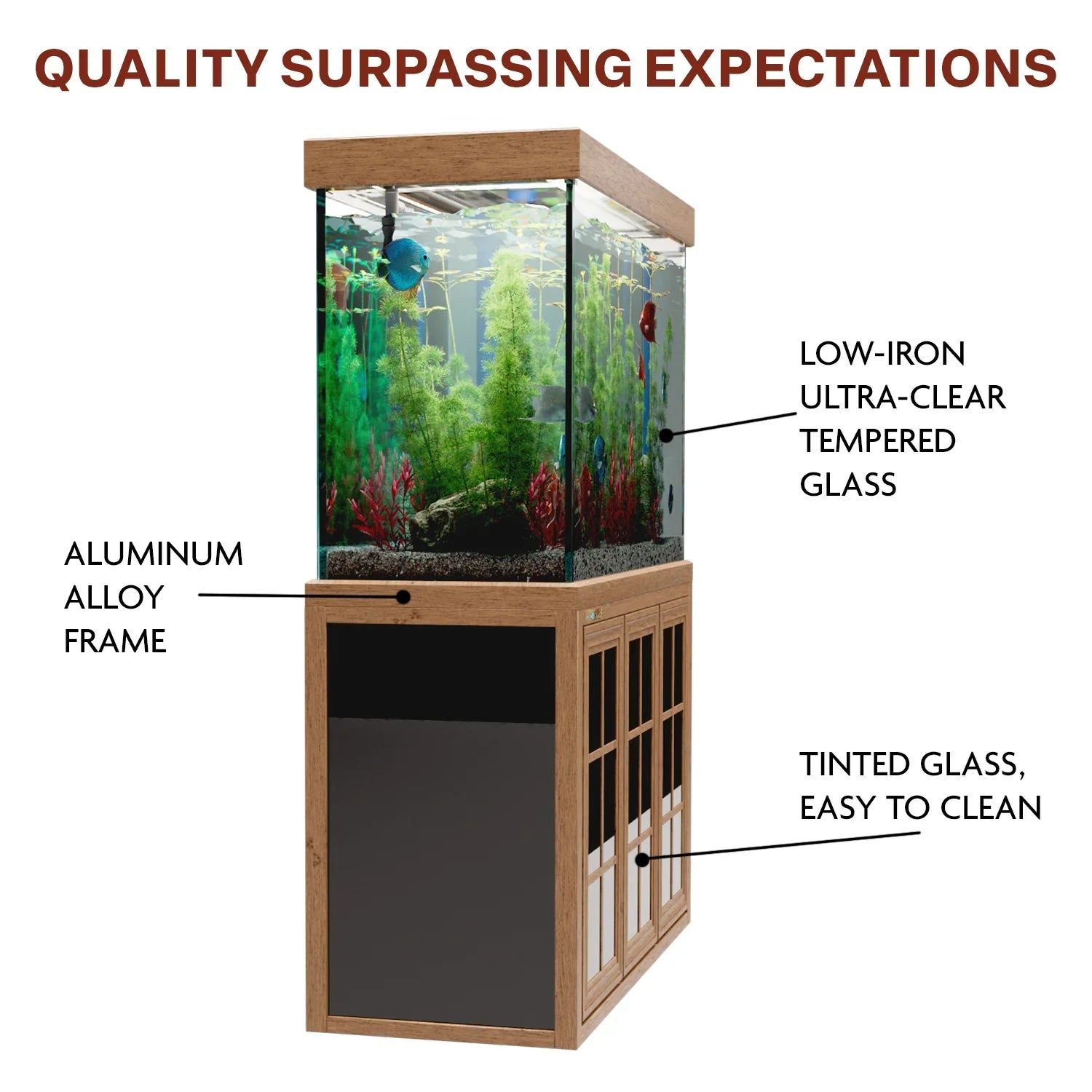 Aqua Dream 145 Gallon Tempered Glass Aquarium Darkwood