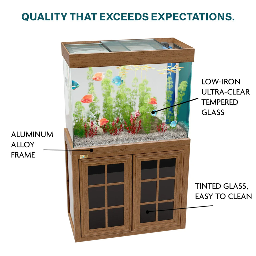 Aqua Dream 100 Gallon Tempered Glass Aquarium Darkwood