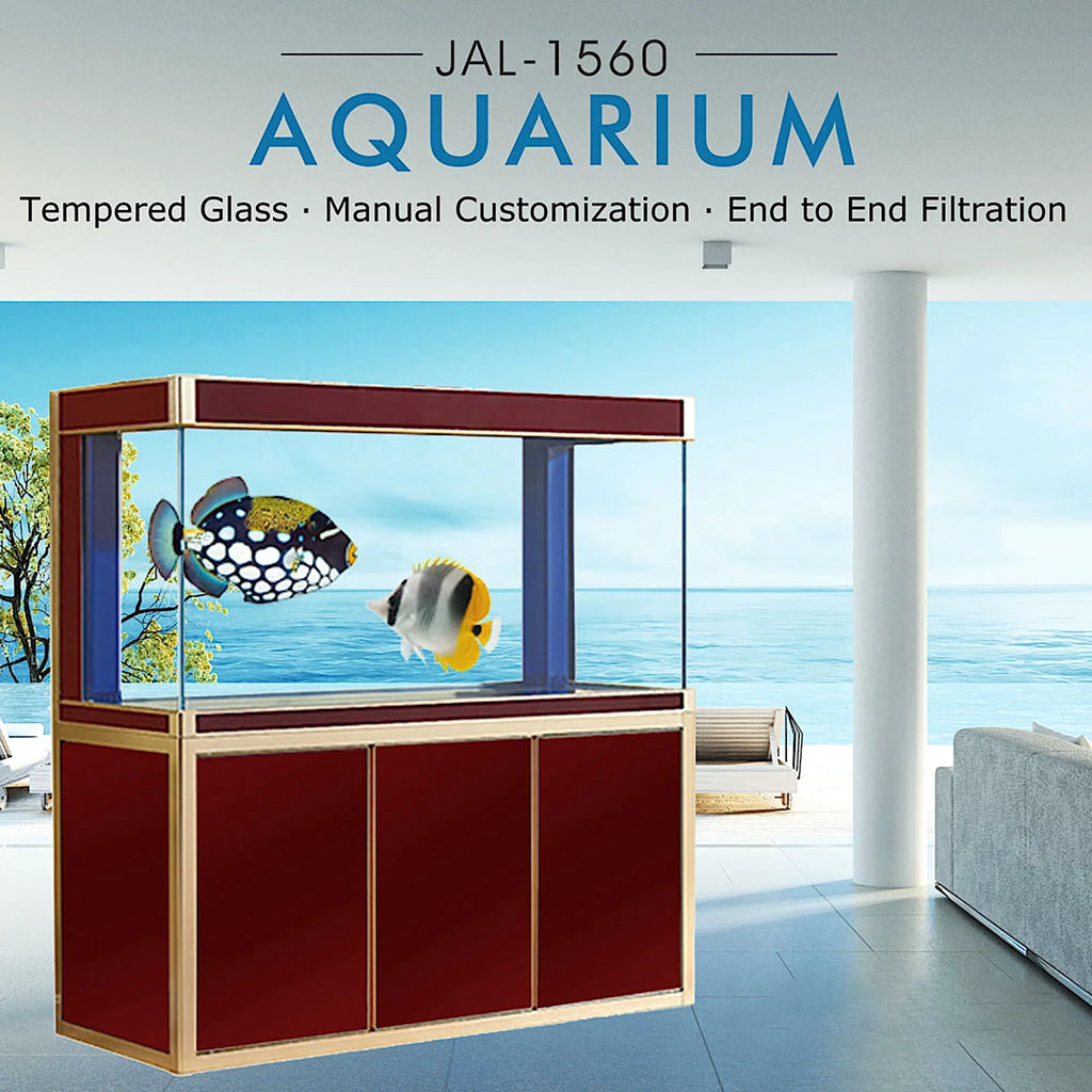 Aqua Dream 175 Gallon Tempered Glass Aquarium Red and Gold