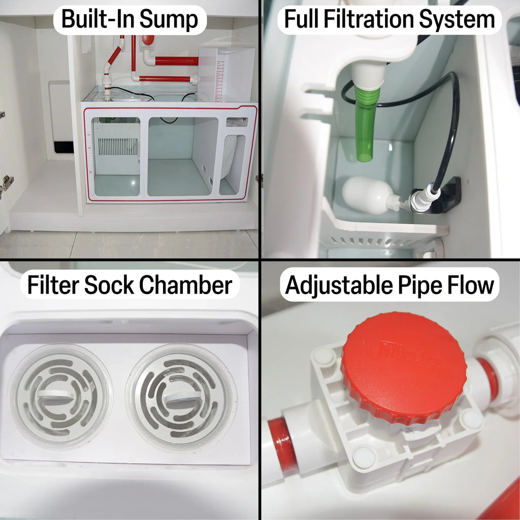 130 Gallon Coral Reef Aquarium: Ultra Clear Glass & Built-In Sump All Black