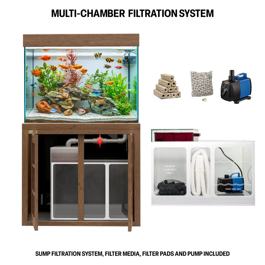 Aqua Dream 100 Gallon Tempered Glass Aquarium Darkwood