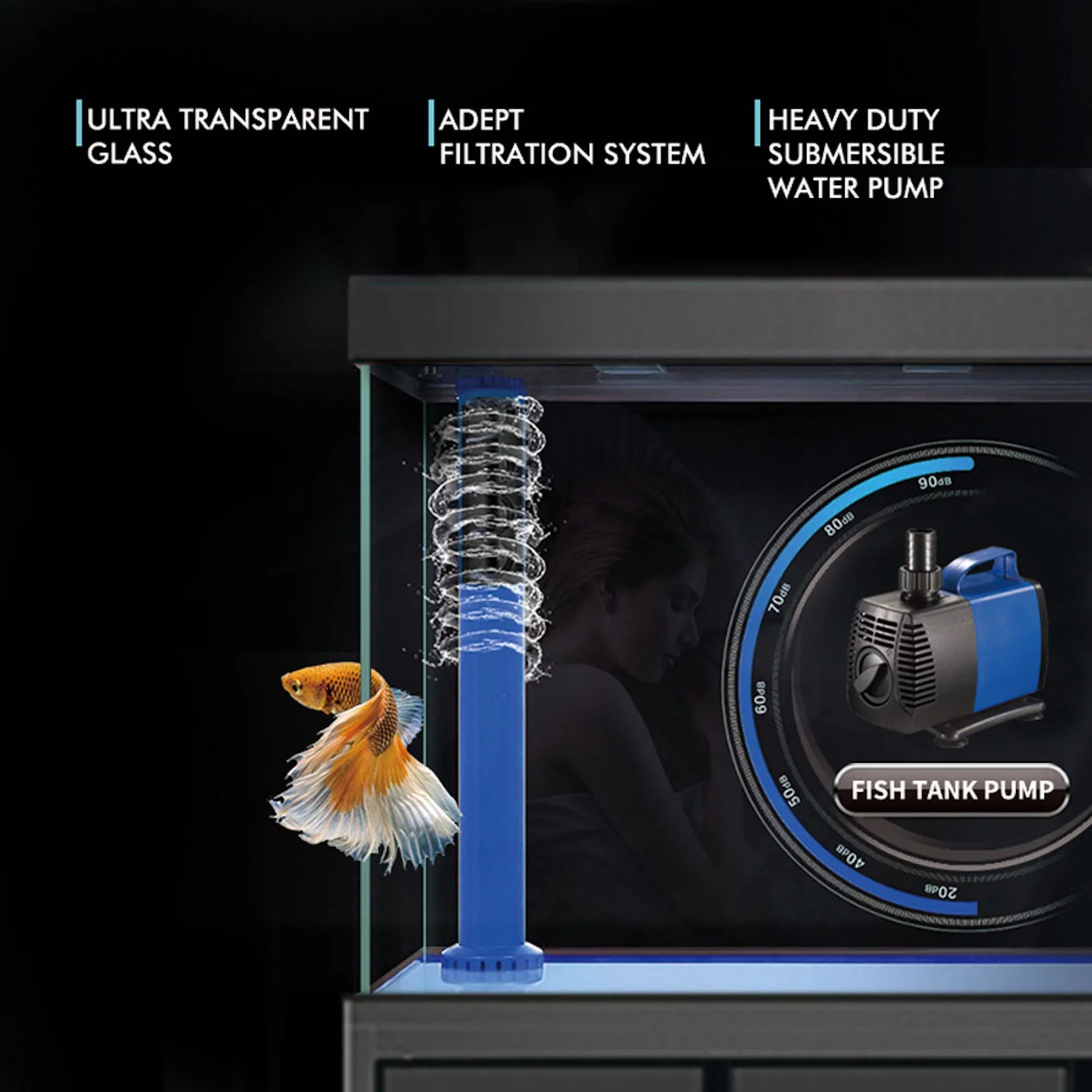 Aqua Dream 200 Gallon Tempered Glass Aquarium with Filtration System