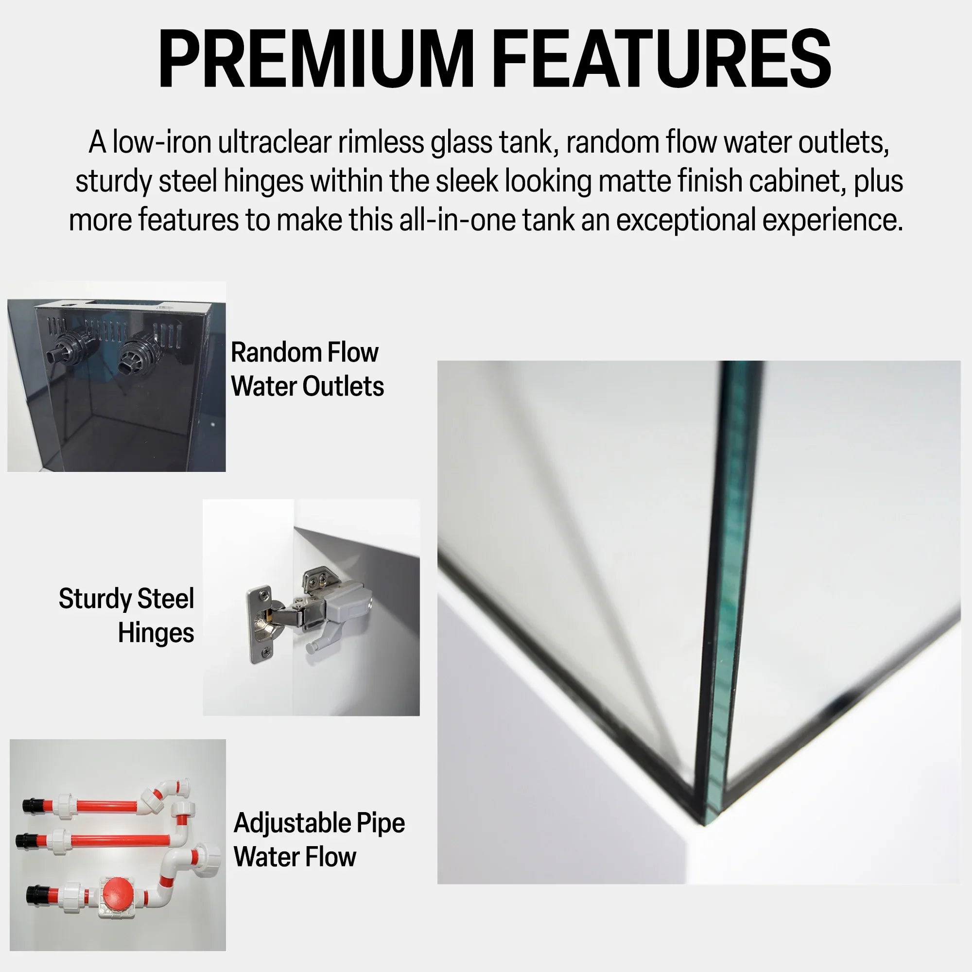 220 Gallon Coral Reef Aquarium: Ultra Clear Glass Tank & Built-In Sump All Black