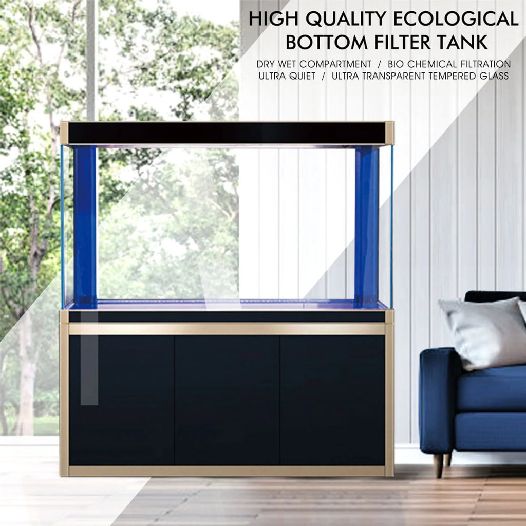 Aqua Dream Fish Tank 220 Gallon Tempered Glass Aquarium Black and Gold