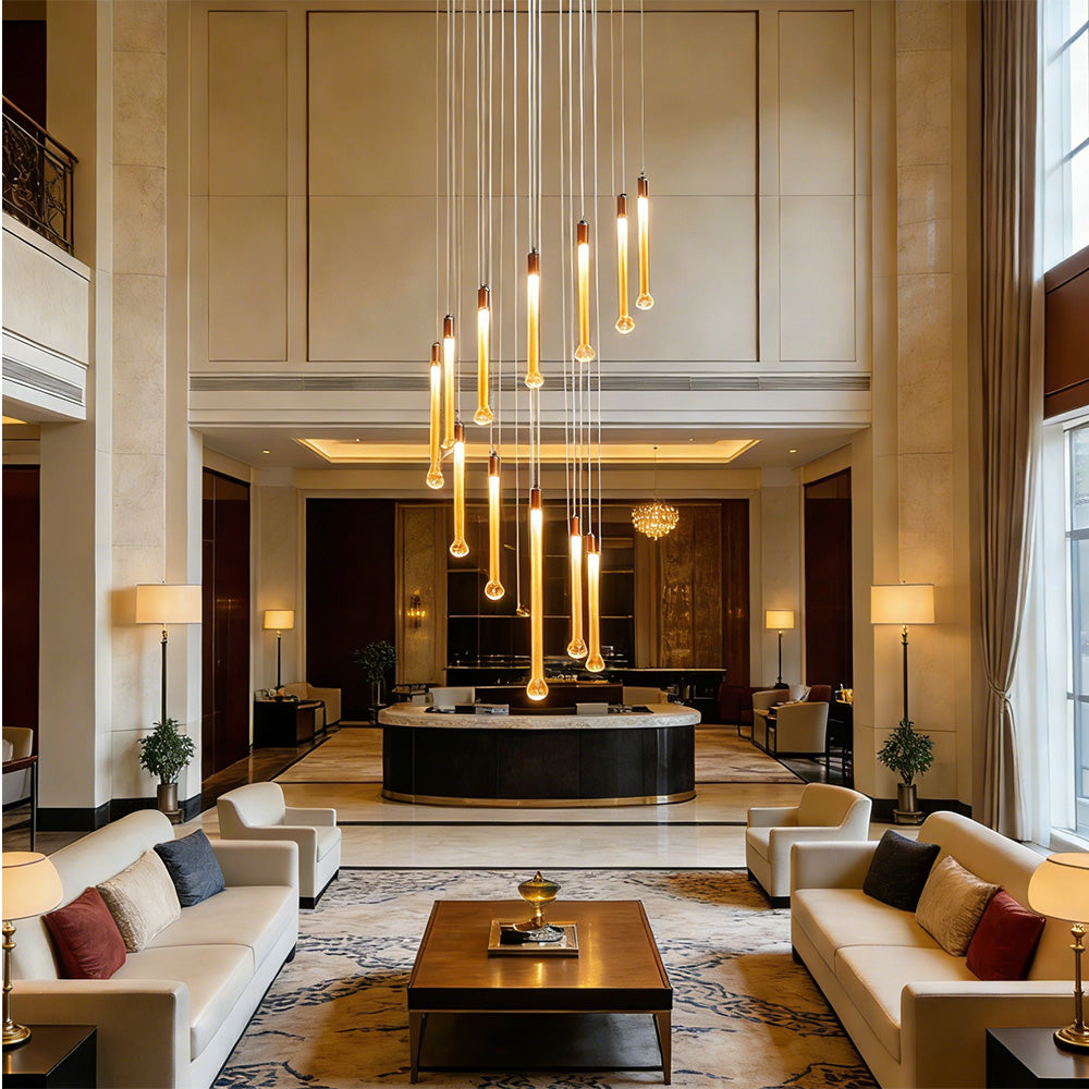 Golden Crystal Waterfall 35-Head LED Chandelier