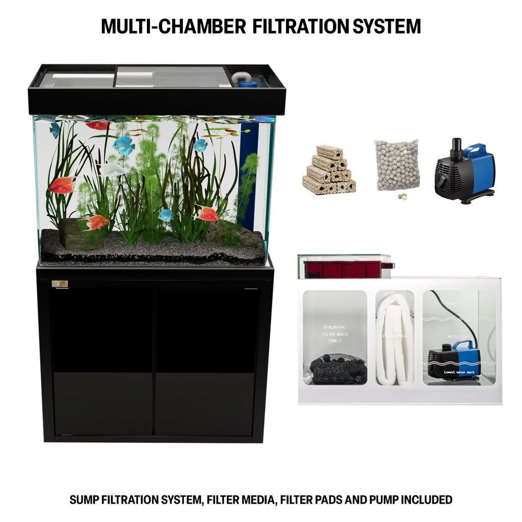 Aqua Dream Fish Tank 100 Gallon Tempered Glass Aquarium Black