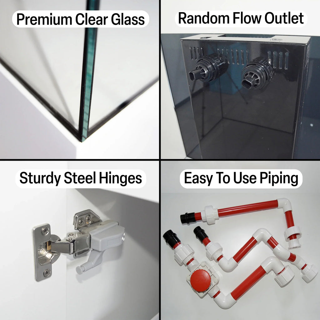 115 Gallon Coral Reef Aquarium: Ultra Clear Glass & Built-In Sump All Black