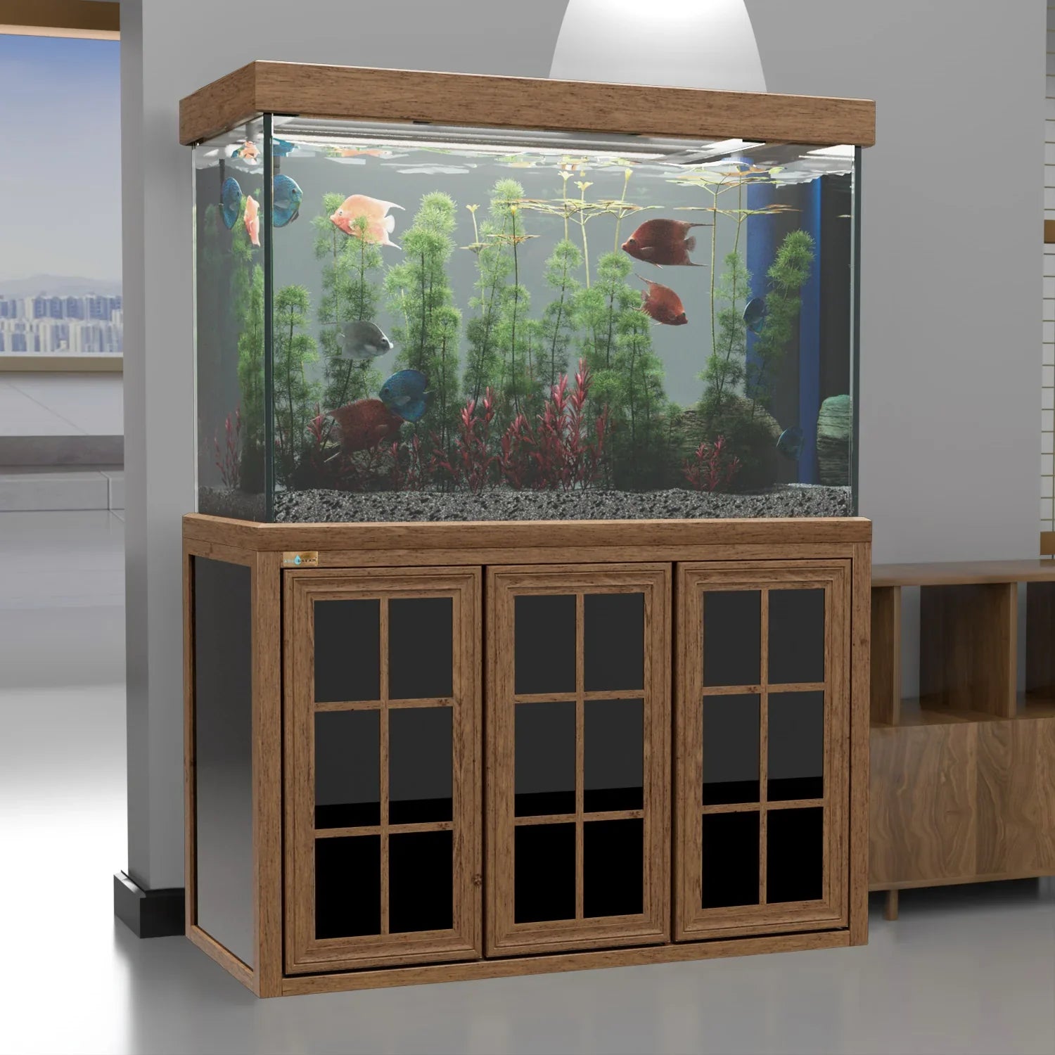 Aqua Dream 145 Gallon Tempered Glass Aquarium Darkwood