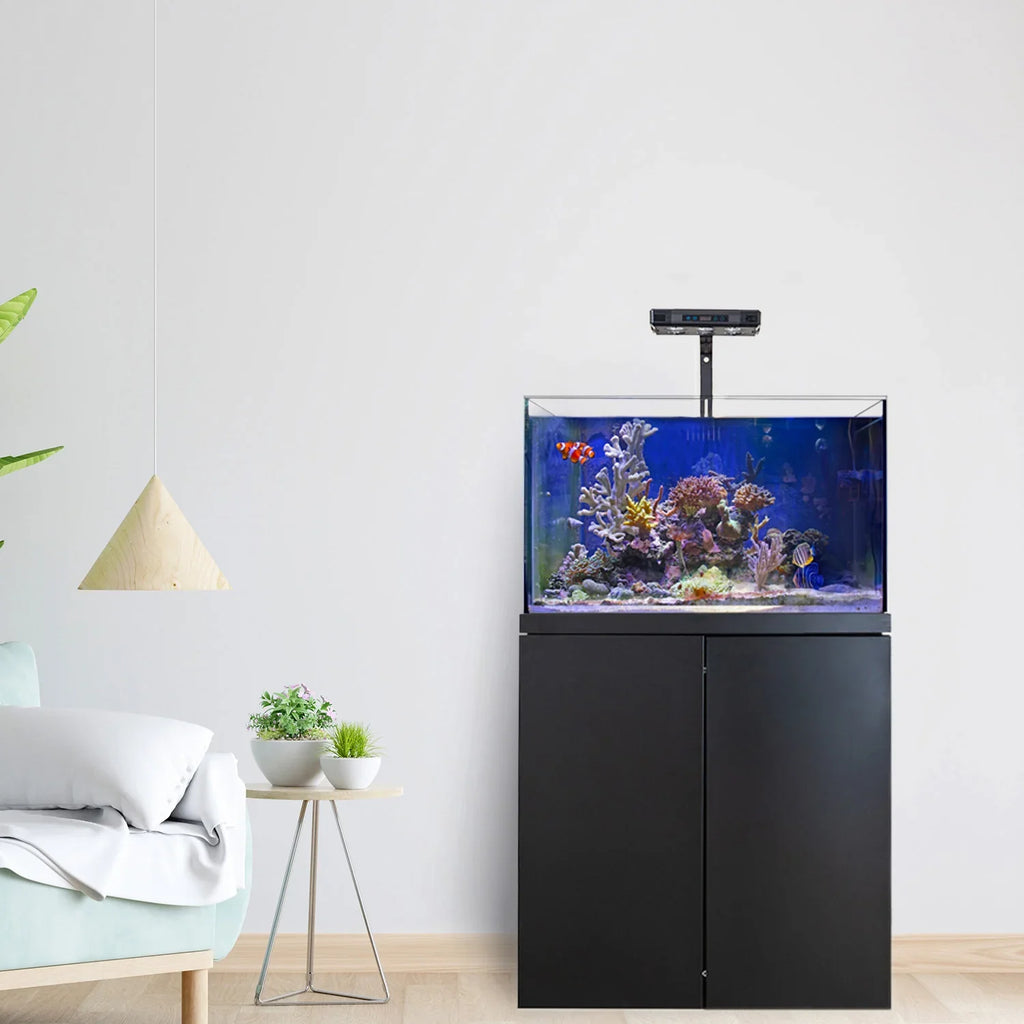 Aqua Dream Coral Reef Aquarium Tempered Glass Fish Tank 90 Gallon Complete Set Black including one Coral light & one Protein Skimmer