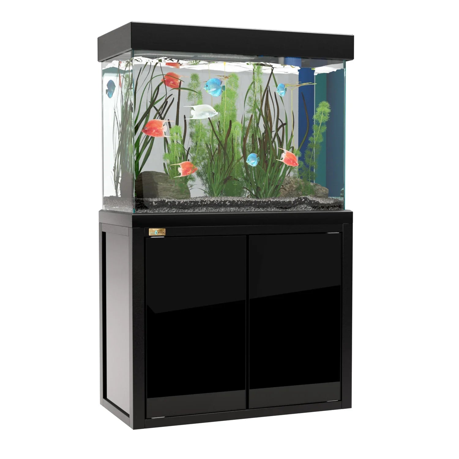 Aqua Dream Fish Tank 100 Gallon Tempered Glass Aquarium Black