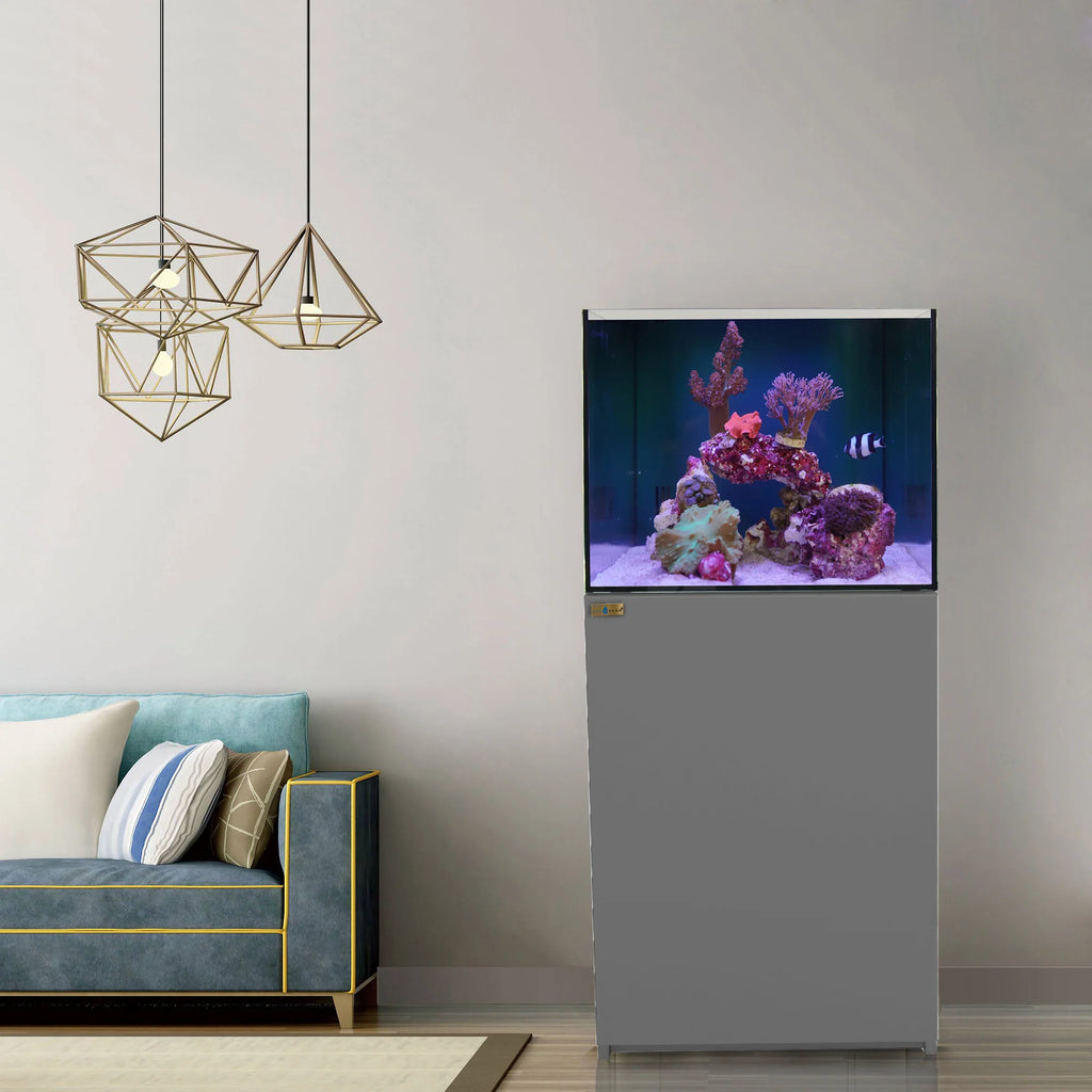90 Gallon Coral Reef Aquarium Ultra Clear Glass Tank & Built in Sump Silver