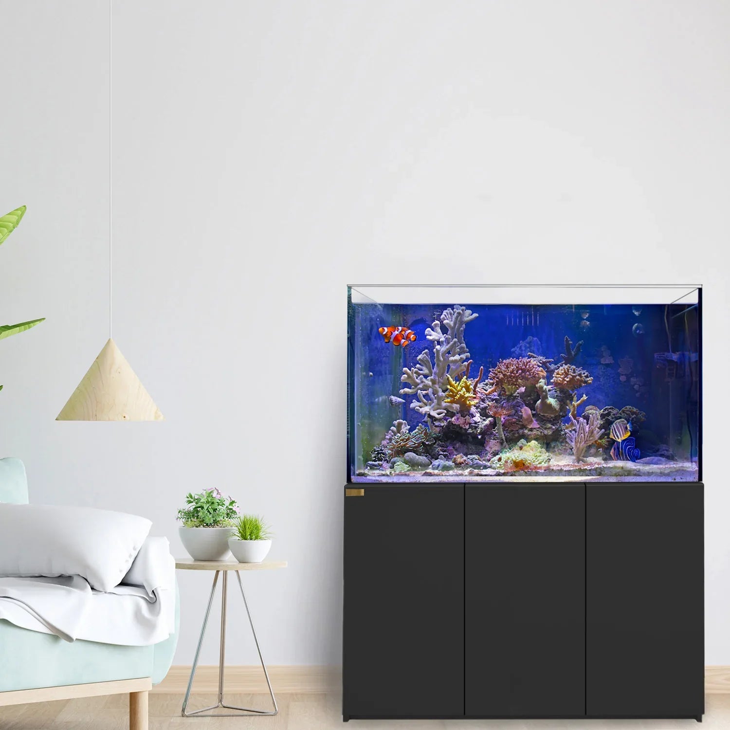 220 Gallon Coral Reef Aquarium: Ultra Clear Glass Tank & Built-In Sump All Black