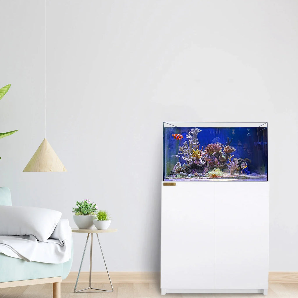 115 Gallon Coral Reef Aquarium: Ultra Clear Glass & Built-In Sump All White