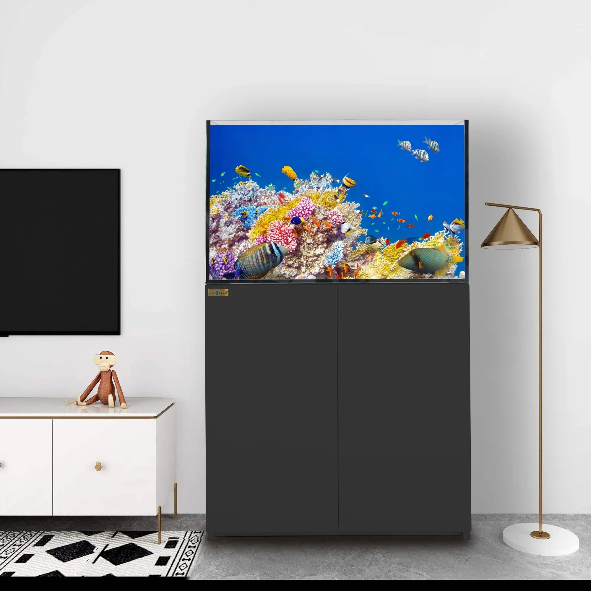 115 Gallon Coral Reef Aquarium: Ultra Clear Glass & Built-In Sump All Black