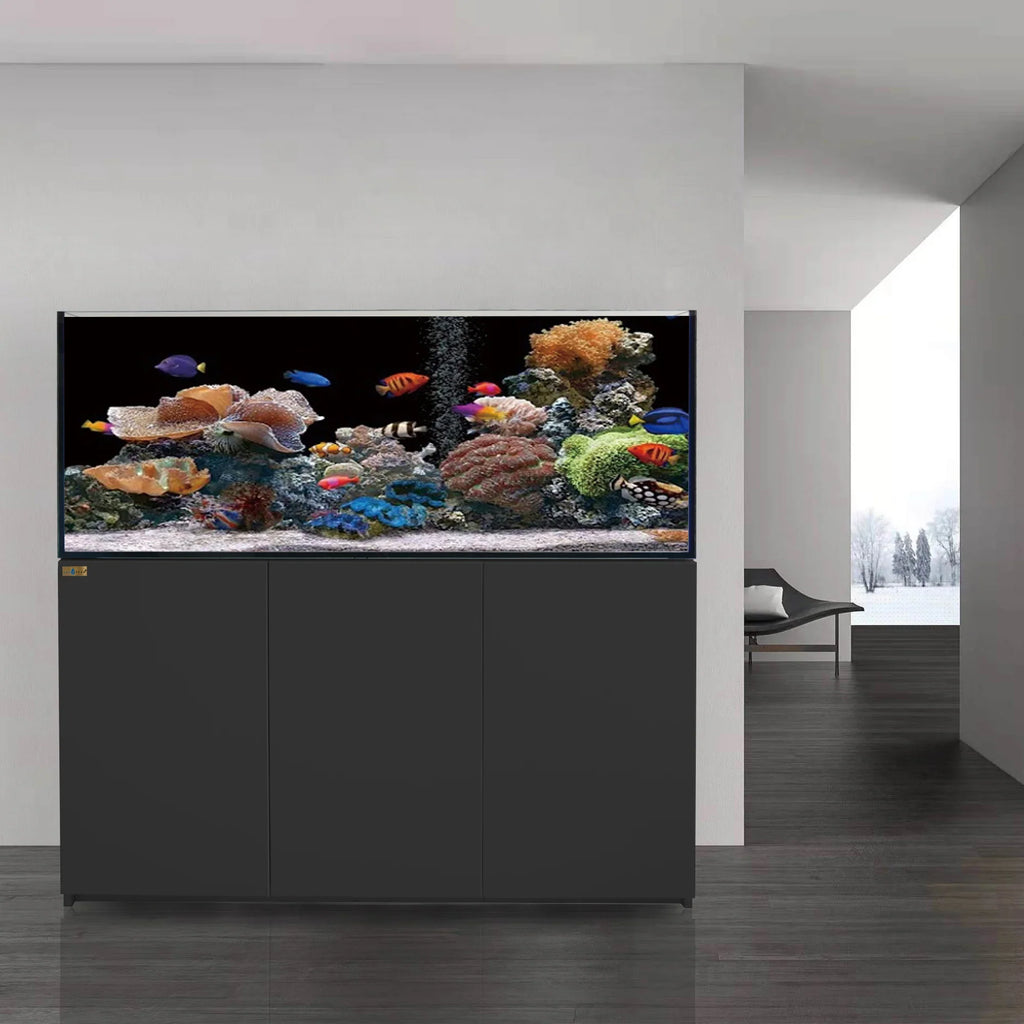 185 Gallon Coral Reef Aquarium Ultra Clear Glass Fish Tank & Built in Sump All Black
