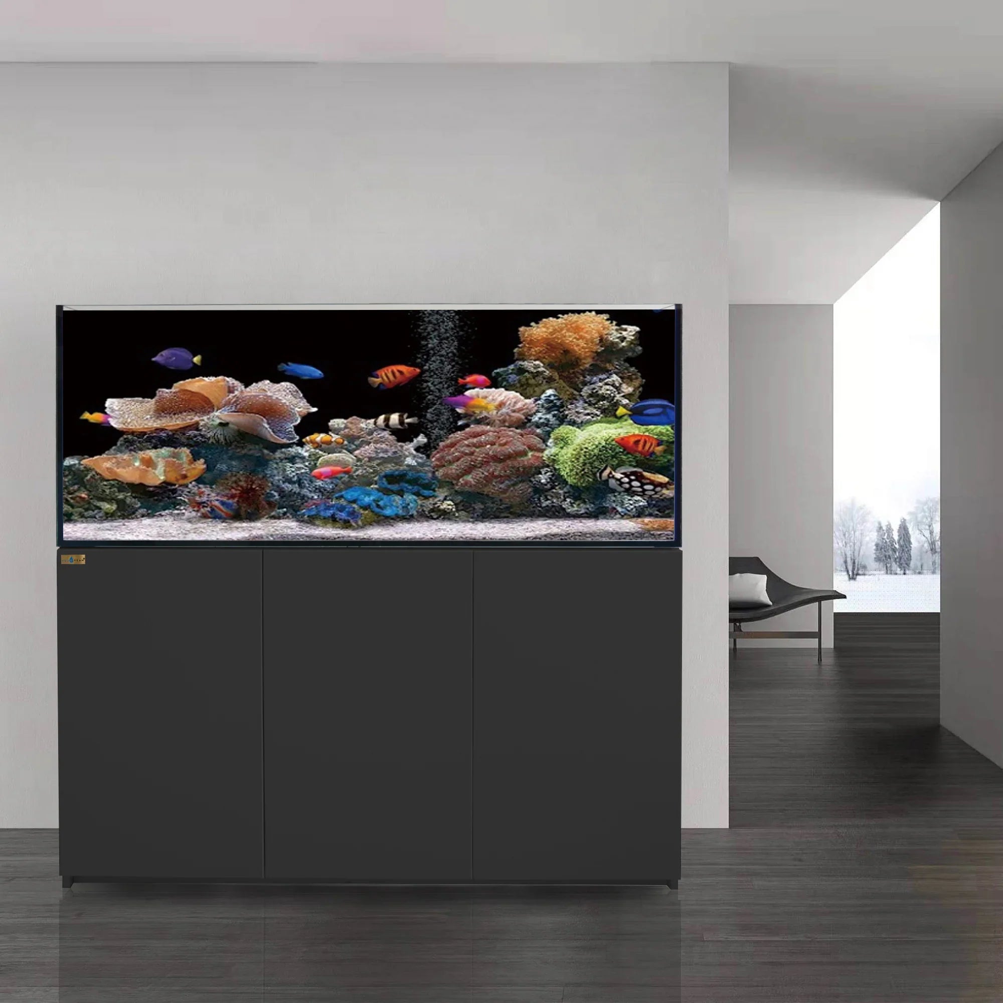 185 Gallon Coral Reef Aquarium Ultra Clear Glass Fish Tank & Built in Sump All Black